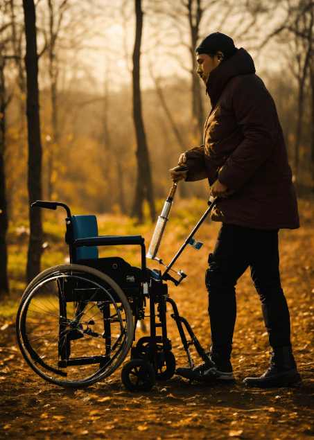 Pria Muslim Pakai Kursi Roda yang Kembali Berdiri Menggunakan Kaki Palsu