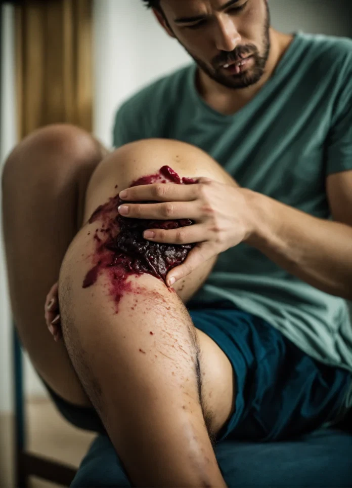 KAKI DI AMPUTASI AKIBAT MEROKOK Picture of Infected Leg Due to Blocked Blood Vessels