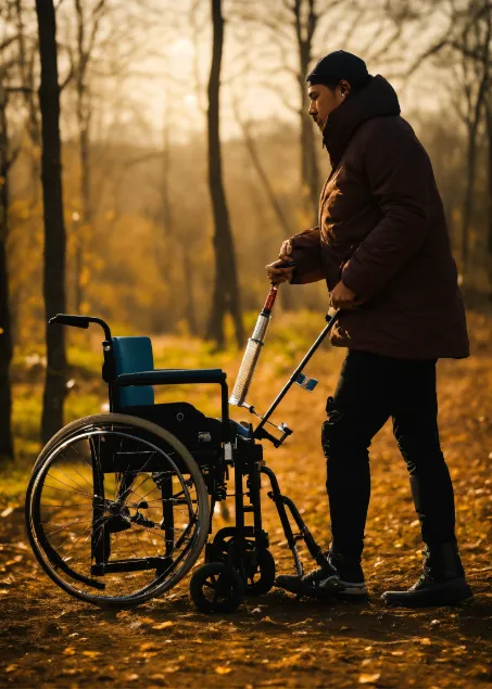 Pria Muslim Pakai Kursi Roda yang Kembali Berdiri Menggunakan Kaki Palsu