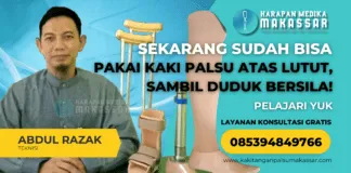 MANTAP BANGET… Pakai Kaki Palsu Atas Lutut, Bisa Duduk Bersila! Temukan solusi kaki palsu atas lutut yang nyaman dan fungsional di Makassar. Pelajari tips memilih prostetik, kemampuan duduk bersila, dan layanan pembuatan kaki palsu, tangan palsu, serta alat bantu ortopedi lainnya. Hubungi kami di 0853-9484-9766